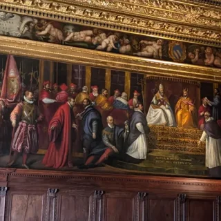 Папа Александр III благословляет дожа Себастьяно Дзиани, победителя битвы при Пунта-Сальворе в 1176 году, Бассано Леандро,  г. Дворец Дожей