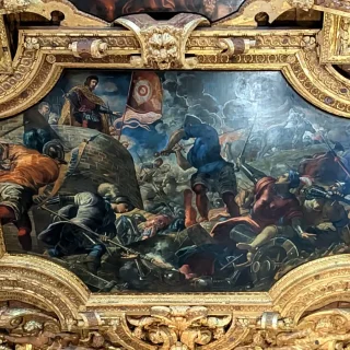 Победа венецианцев над феррарцами при Ардженте, Тинторетто, 1579-84 г. Дворец Дожей