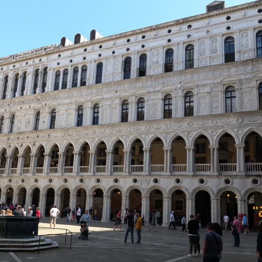 Во внутреннем дворе Дворца Дожей Венеции